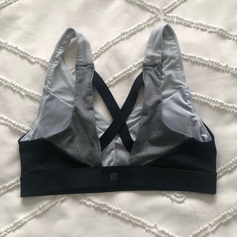 Champion Women’s Black and Gray V-Neck Sports Bra